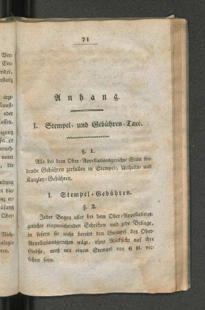 I. Stempel- und Gebühren-Taxe.