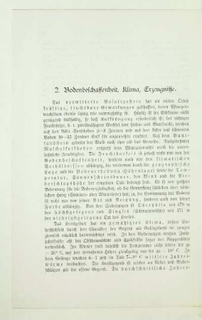 Bodenbeschaffenheit, Klima, Erzeugnisse.