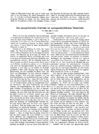 Das sympathetische Interesse im naturgeschichtlichen Unterricht : (Fortsetzung)