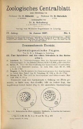 Zoologisches Zentralblatt. 4. 1897