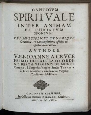 Canticum Spirituale Inter Animam Et Christum Sponsum