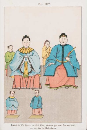 Fig. 198bis. Image de Ta Kou et de Eul Kou, vénérée par une Tao nai nai, ou sorcière du Hai-tcheou