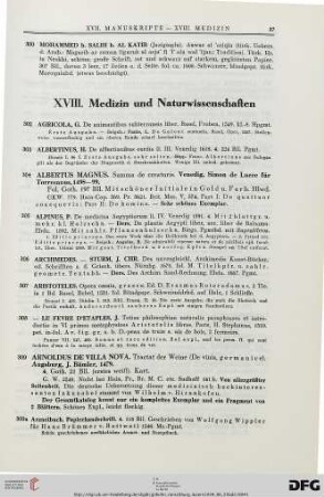 Medizin und Naturwissenschaften (Nr. 301-423)