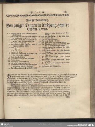 Zwölffte Betrachtung. Von einigen Dingen in Ansehung gewisser Schrifft-Oerter