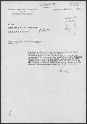 Schura mit Durchhausen: Inspektionsbericht 1957