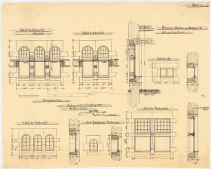 St. Antonius Einsiedler (mit Pfarrhaus), Heggen Erweiterung: Pfarrhaus: Ansicht und Schnitte der Fenster 1:20