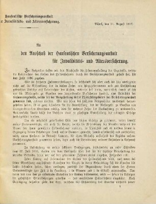 Die Handhabung des Heilverfahrens bei Versicherten (§ 12 des I. u. A. V. G.) durch die Hanseatische Versicherungsanstalt für Invaliditäts- und Altersversicherung im Jahre ... und Ergebnisse des Heilverfahrens bei lungenkranken Versicherten. 1896 (1897)