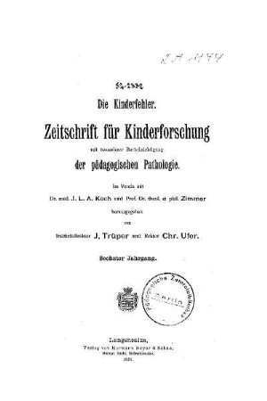 6: Zeitschrift für Kinderforschung - 6.1901