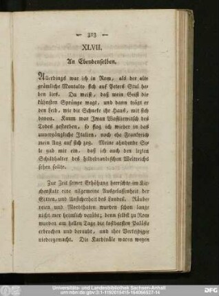 XLVII. An Ebendenselben.