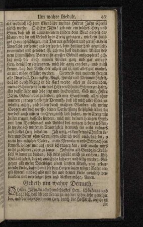 Gebeth um wahre Demuth.