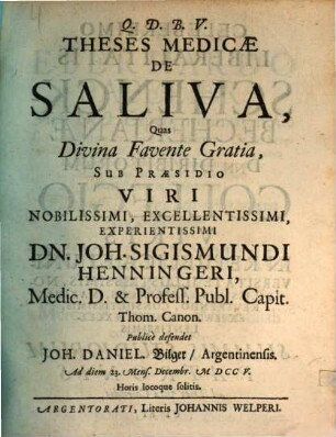 Theses medicae de saliva
