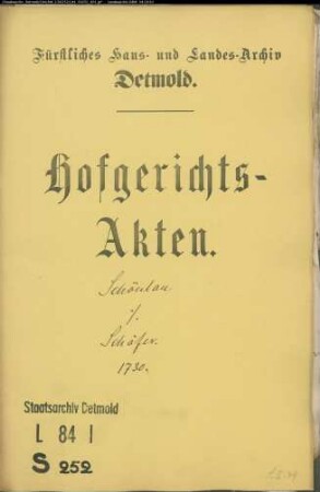 Schönlau, Vogt in Schlangen gegen Schäfer modo Schwerter in Schlangen - Schuldforderung