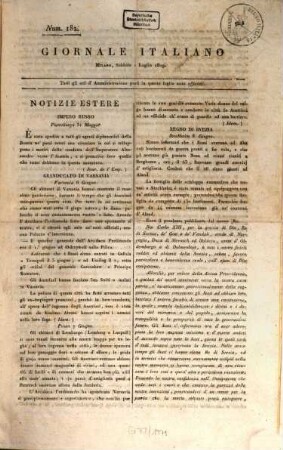 Giornale italiano : tutti gli atti d'amministrazione posti in questo foglio sono ufficiali. 1809,2 = Nr. 182 - 365