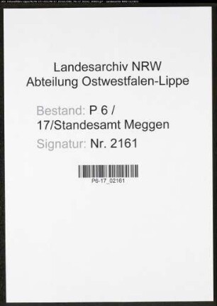 Heiratsregister Standesamt Meggen