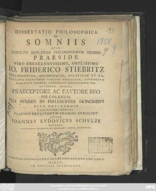 Dissertatio Philosophica De Somniis
