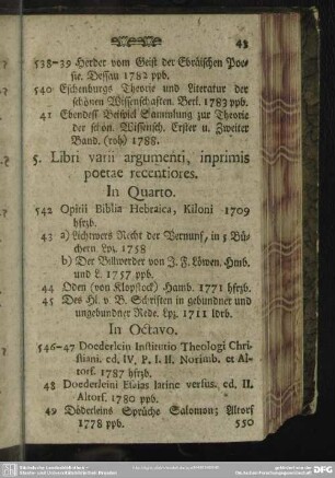 5. Libri varii argumenti, inprimis poetae recentiores