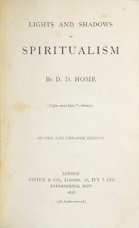 Lights and Shadows of Spiritualism