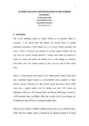 Is There Inflation-Growth Tradeoff in the Turkish Economy?