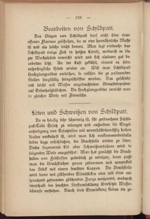 Löten und Schweißen von Schildpatt.
