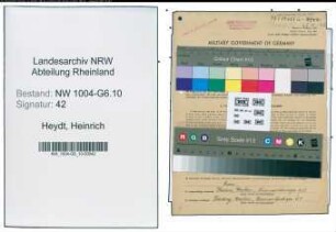 Entnazifizierung Heinrich Heydt , geb. 16.03.1890 (Buerovorsteher)