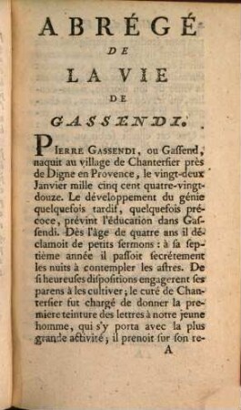 Abrégé de la vie et du systême de Gassendi