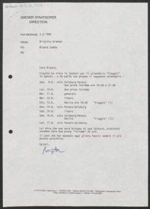 Brief an Bianca Zedda, 02.04.1990