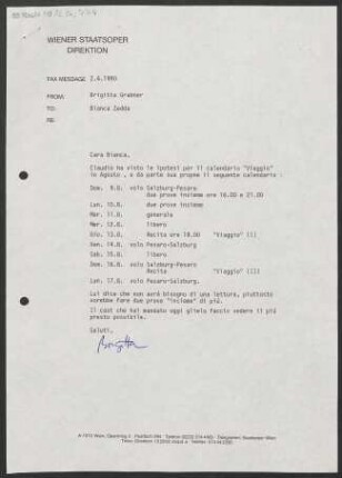 Brief an Bianca Zedda, 02.04.1990