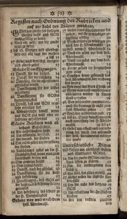 Register nach Ordnung der Rubricken und auf die Zahl der Blätter gerichtet.