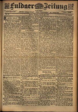 Erste Ausgabe vom Samstag, den 26. Juli 1902.