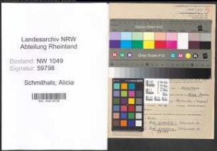 Entnazifizierung Alicia Schmithals , geb. 30.11.1902 ()