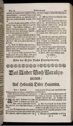 Das Ander Buch Paralipomenon/ Auf Hebreisch Dibre Hajamim.