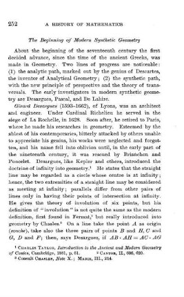 The Beginning of Modern Synthetic Geometry.
