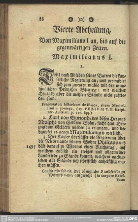 Vierte Abtheilung. Von Maximiliano I an, bis auf die gegenwärtigen Zeiten.