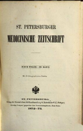 St. Petersburger medizinische Zeitschrift. 3, 3. 1872