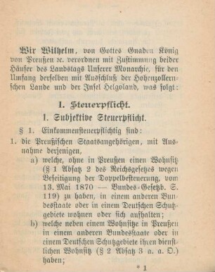 I. Steuerpflicht