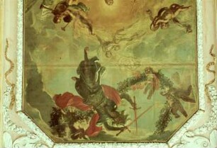 Dresden, Wand- und Deckenmalerei : Mittelbild: Apotheose Johann Georgs III. Deckenmalerei. Dresden, Palais im Großen Garten, Obergeschoß, Mittelsaal