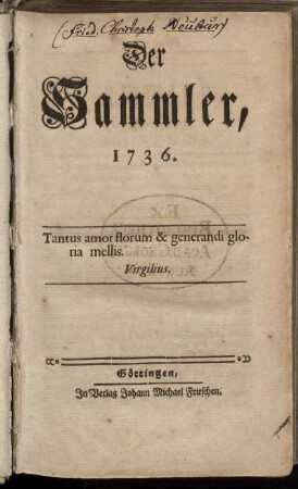 1736: Der Sammler, 1736
