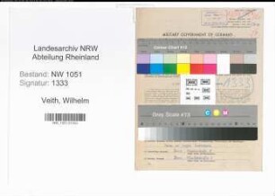 Entnazifizierung Wilhelm Veith , geb. 10.10.1905 (Lehrer)