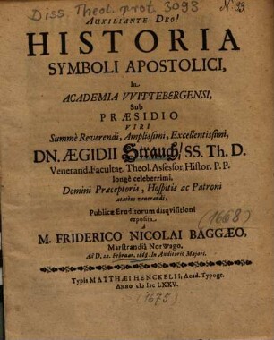 Historia Symboli Apostolici