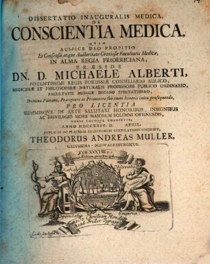 Diss. inaug. med. de conscientia medica