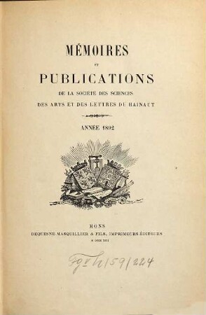 Mémoires et publications. 5. 1892