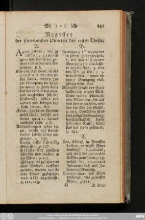 Register der fürnembsten Puncten des ersten Theils.