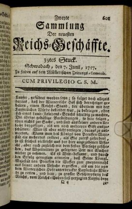 39tes Stuck. Schwabach, den 7. Junii, 1757.