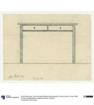 Tisch mit zwei Schüben (Möbelentwürfe, Tische)