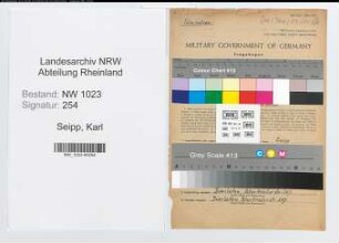 Entnazifizierung Karl Seipp , geb. 10.08.1895 (Lehrer)