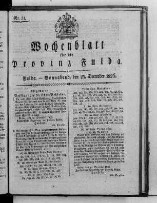 Nr. 51, Ausgabe vom 23. Dezember 1826