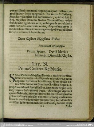 Lit. N. Prima Caesarea Resolutio
