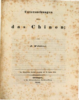 Untersuchungen über das Chinon