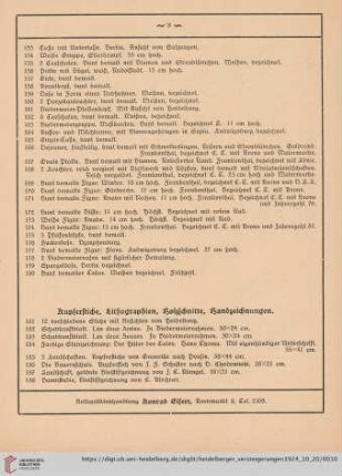 Kupferstiche, Lithographien, Holzschnitte, Handzeichnungen (Nr. 181 - 210)