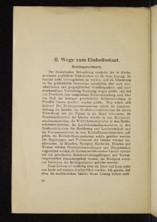 II. Wege zum Einheitsstaat.
